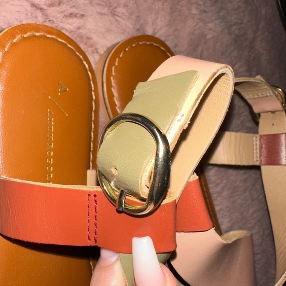 Anthropologie flat criss cross sandals boho bohemian summer buckle toe loop 10M - Picture 4 of 10